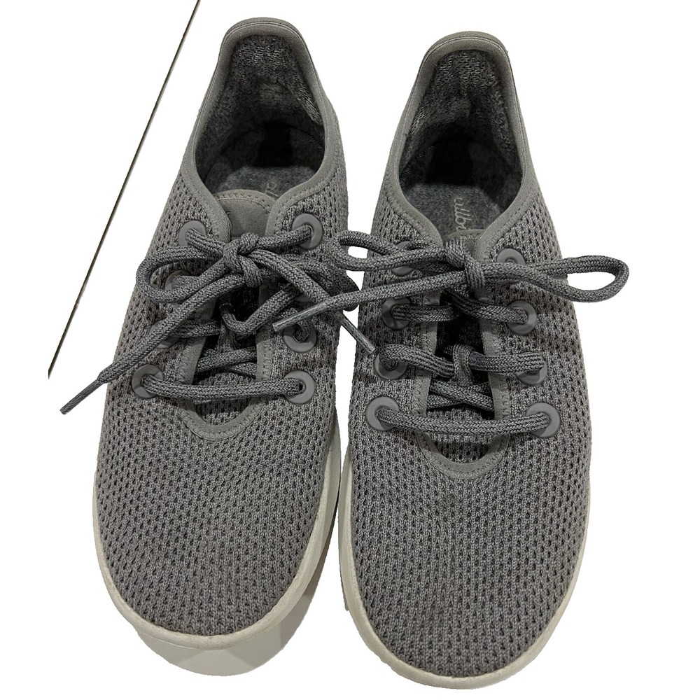 Allbirds Women's Tree Runners Size 7 Gray White Sneaker Shoe Lace Up Comfort